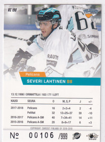 2018-19 Cardset Rookie Severi Lahtinen /999