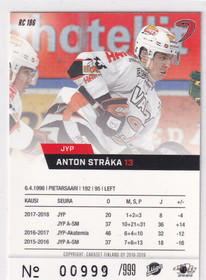 2018-19 Cardset Rookie Anton Stråka /999
