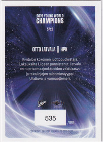 2019-20 Cardset 2019 Young World Champions Otto Latvala /999