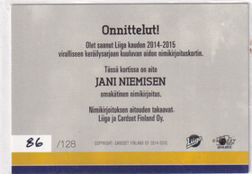 2014-15 Cardset Signature Jani Nieminen /128