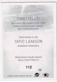 2019-20 Cardset Signature Tapio Laakso /125