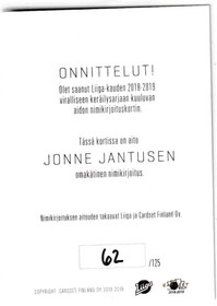 2018-19 Cardset Signature Jonne Jantunen /125