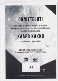 2019-20 Cardset Patch Kaapo Kakko /100