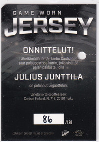 2018-19 Cardset Jersey Julius Junttila /128