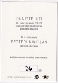 2018-19 Cardset Signature Petteri Nikkilä /125