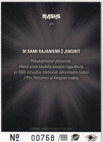 2017-18 Cardset Masks Sami Rajaniemi /999