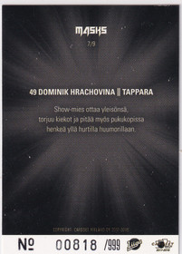 2017-18 Cardset Masks Dominik Hrachovina /999