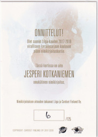 2017-18 Cardset Signature Jesperi Kotkaniemi /125 
