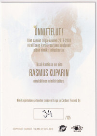 2017-18 Cardset Signature Rasmus Kupari /125