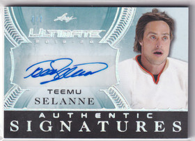  2019-20 Leaf Ultimate Signatures Silver Spectrum #USTS1 Teemu Selanne /2