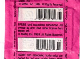 1989 Panini Barbie 6 sticker pack 