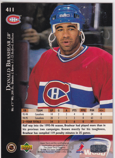 1995-96 Upper Deck Electric Ice #411 Donald Brashear