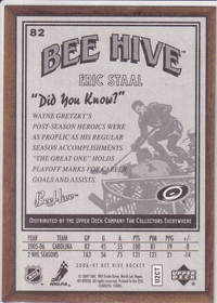 2006-07 Upper Deck Bee Hive Wood #82 Eric Staal
