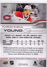2025-26 Extended Young Guns Rookie Florian Xhekaj #702