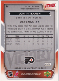 2007-08 Upper Deck Victory #29 Joni Pitkanen