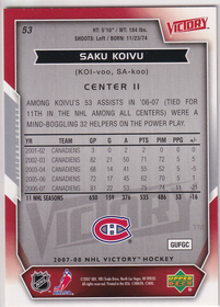 2007-08 Upper Deck Victory #53 Saku Koivu