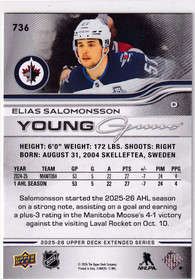 2025-26 Extended Series Elias Salomonsson Young Guns  #736 