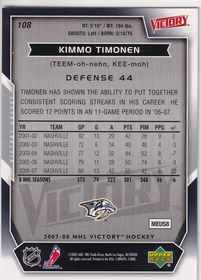 2007-08 Upper Deck Victory #108 Kimmo Timonen