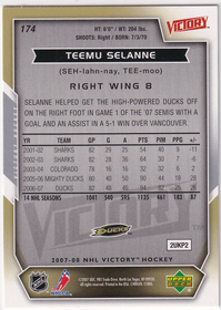 2007-08 Upper Deck Victory #174 Teemu Selanne