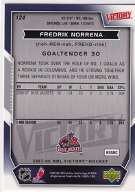 2007-08 Upper Deck Victory #124 Fredrik Norrena