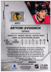 2025-26 Metal Universe Autographs #149 Artyom Levshunov