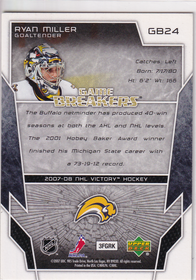 2007-08 Upper Deck Victory GameBreakers #GB24 Ryan Miller
