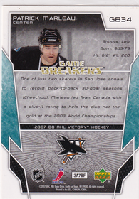 2007-08 Upper Deck Victory GameBreakers #GB34 Patrick Marleau
