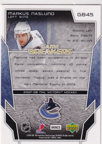 2007-08 Upper Deck Victory GameBreakers #GB45 Markus Naslund
