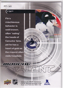 2024-25 Upper Deck MVP Mascot Talent #MT10 Fin The Whale