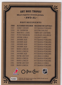 2008-09 O-Pee-Chee Trophy Cards #AWDAL Art Ross