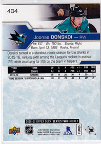  2016-17 Upper Deck #404 Joonas Donskoi 1/1