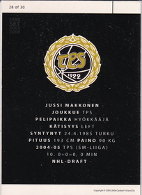 2005-06 Cardset Future Stars #28 Jussi Makkonen
