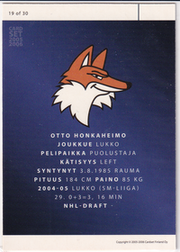 2005-06 Cardset Future Stars #19 Otto Honkaheimo