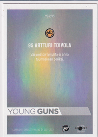 2021-22 Cardset Finland Young Guns #YG2 Artturi Toivola
