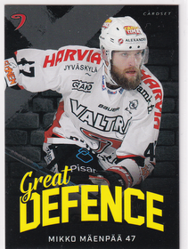 2018-19 Cardset Finland Great Defence #GD5 Mikko Mäenpää