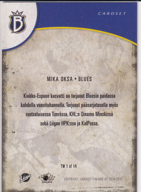 2014-15 Cardset The Wall #TW1 Mika Oksa