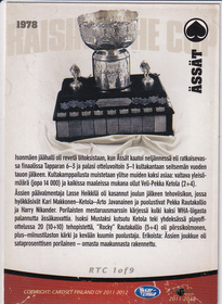 2011-12 Cardset Raising the Cup #RTC1 Porin Ässät