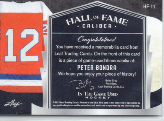  2022-23 ITG Used Hall of Fame Caliber Memorabilia Green Spectrum #HF11 Peter Bondra /5