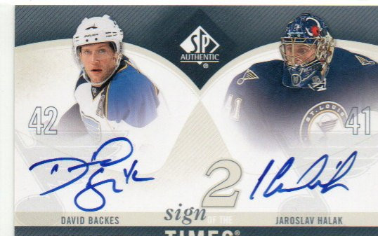  2010-11 SP Authentic Sign of the Times Duals #ST2BH Jaroslav Halak/David Backes
