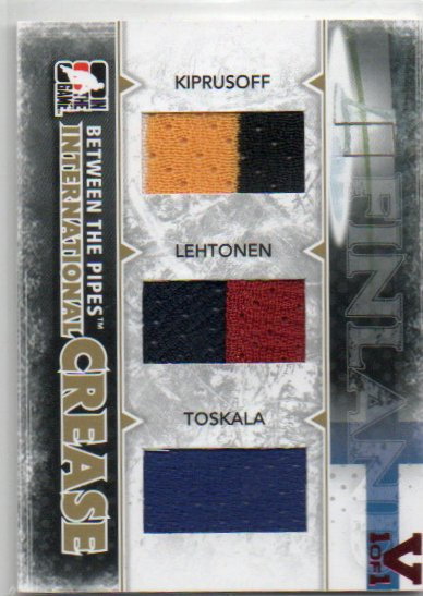 2009-10 Between The Pipes International Crease Gold #IC04 Miikka Kiprusoff/Kari Lehtonen/Vesa Toskala