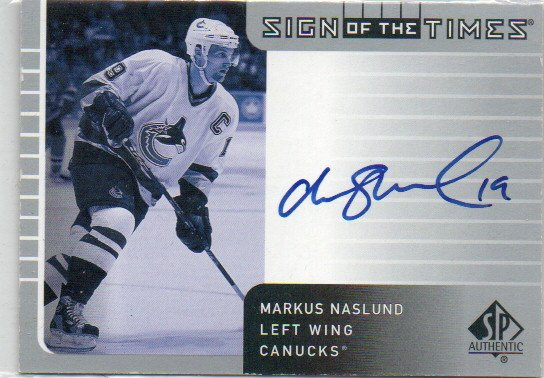  2001-02 SP Authentic Sign of the Times #MN Markus Naslund