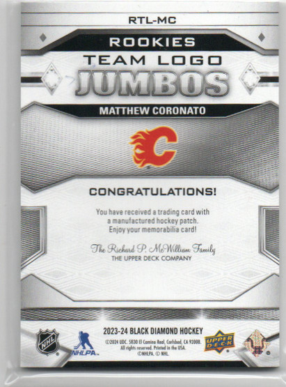  2023-24 Black Diamond Rookie Team Logo Jumbo Patches #RTLMC Matthew Coronato