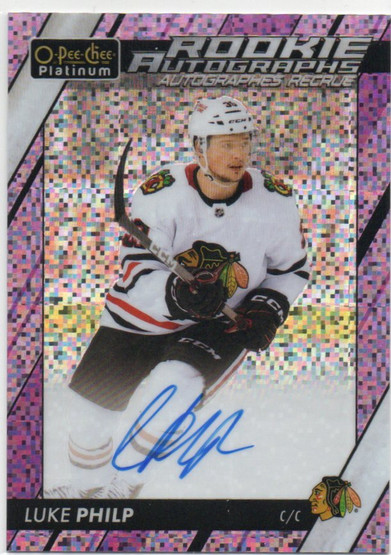  2023-24 O-Pee-Chee Platinum Rookie Autographs Violet Pixels #RLP Luke Philp