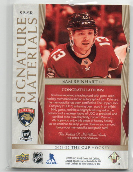 2021-22 The Cup Signature Materials #SPSR Sam Reinhart/99