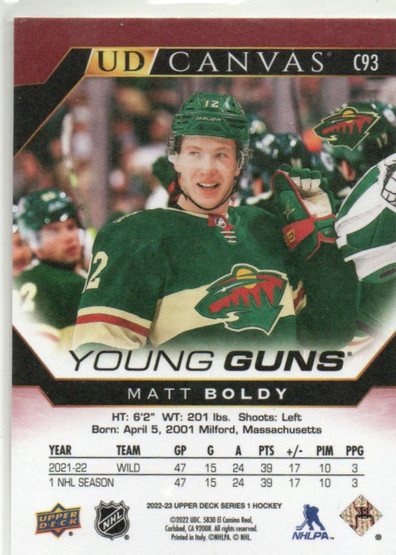  2022-23 Upper Deck UD Canvas #C93 Matt Boldy YG