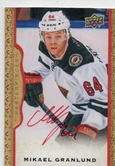  2014-15 UD Masterpieces Auto Framed Red Cloth #86 Mikael Granlund/30