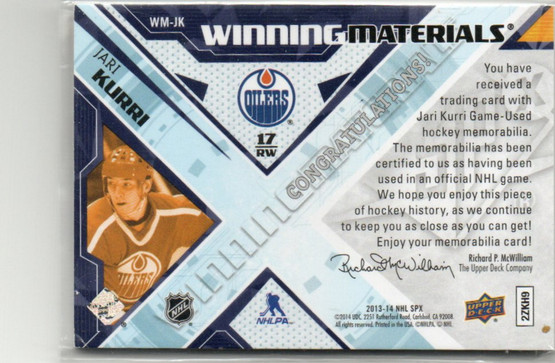  2013-14 SPx Winning Materials #WMJK Jari Kurri B