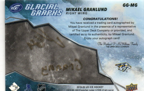 2019-20 Upper Deck Ice Glacial Graphs Black #GGMG Mikael Granlund/50