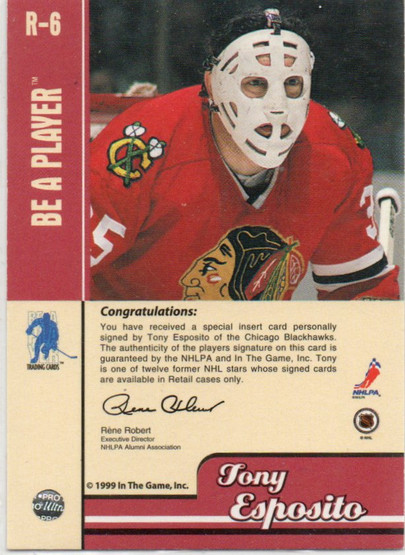  1999-00 BAP Memorabilia AS Retail Autographs #R6 Tony Esposito