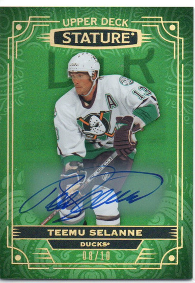  2022-23 Upper Deck Stature Autographs Green #3 Teemu Selanne/10